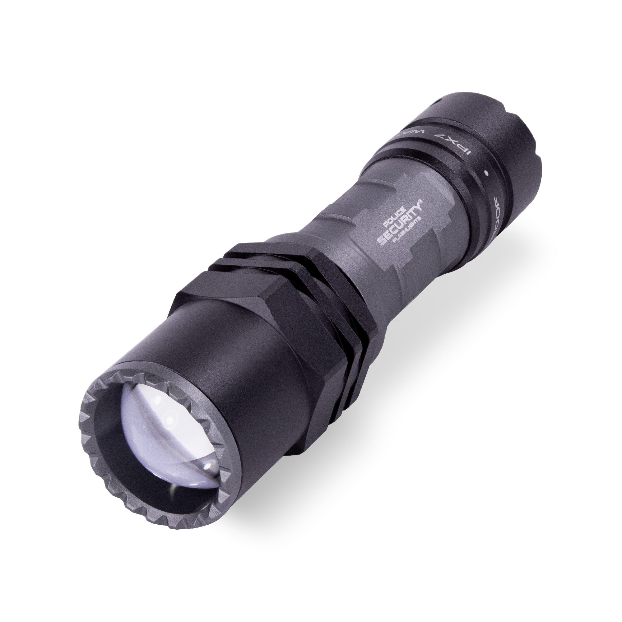 battery compartment on tactical police heavy duty 3w rechargeable flashlight Police Security Long Throw TS-A 400 Lm. LED Flashlight, 97818