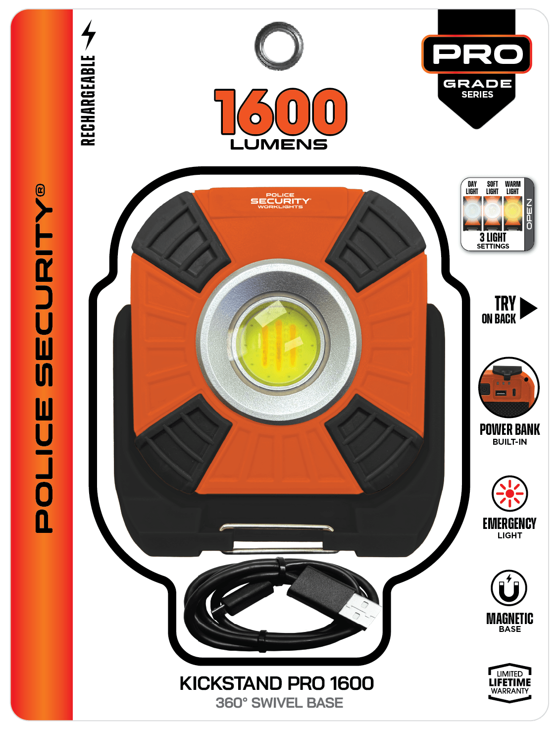 Kickstand Pro Rechargeable Multi-White LED Worklight with Power Bank