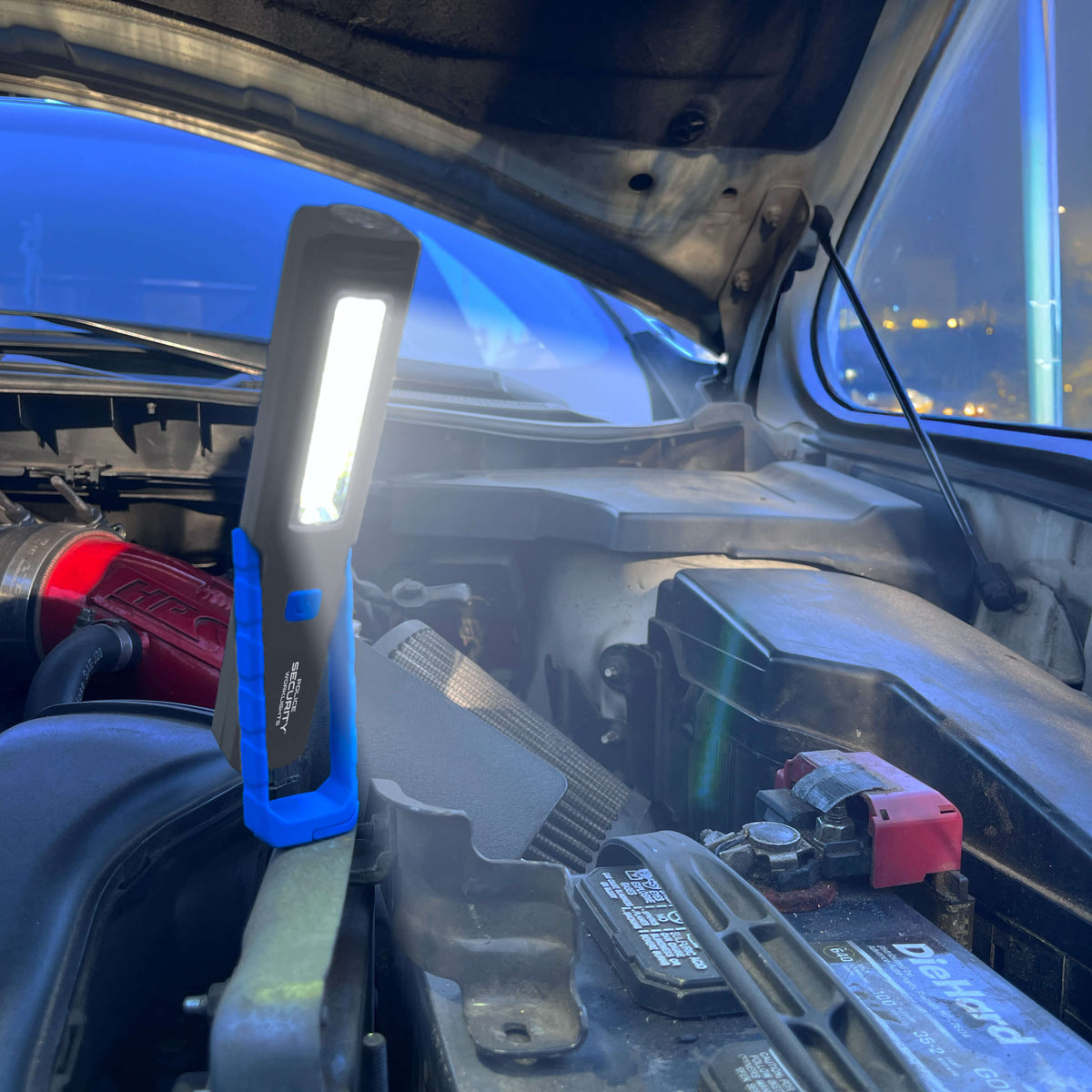 The Pro Flex worklight used to work under a car hood