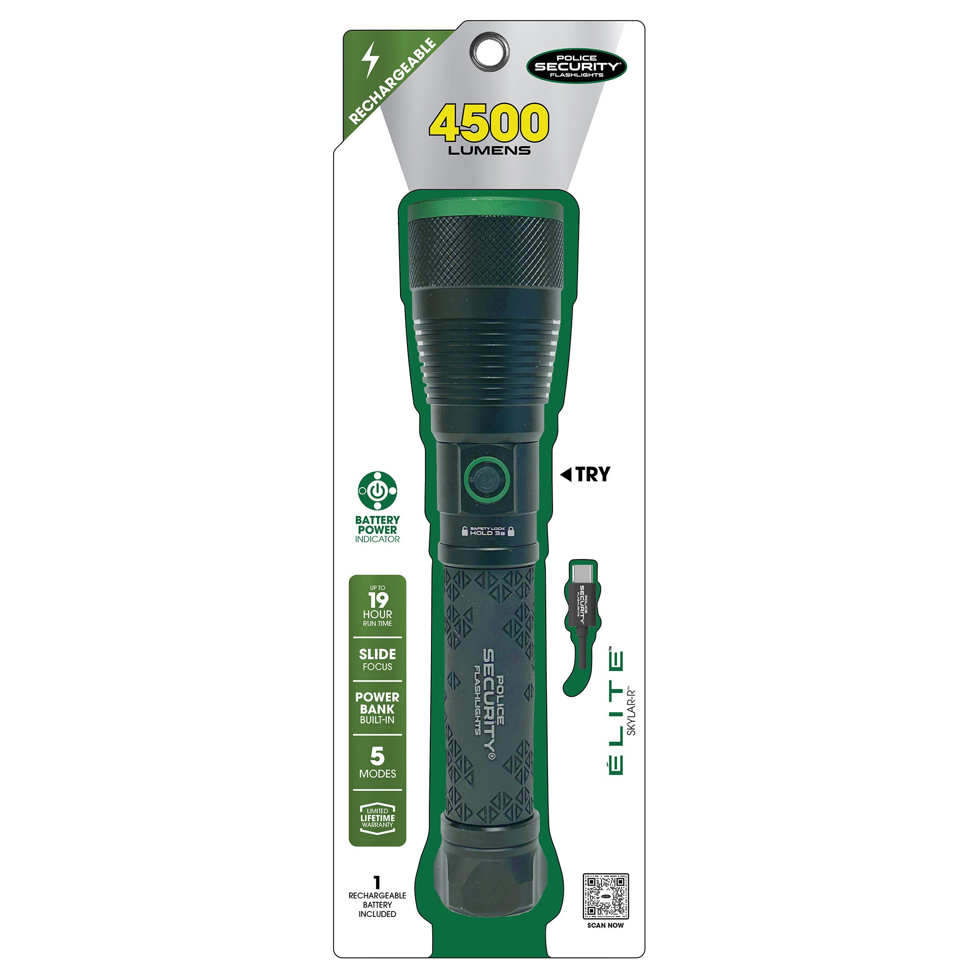 SKYLAR-R 4500 LUMEN RECHARGEABLE FLASHLIGHT