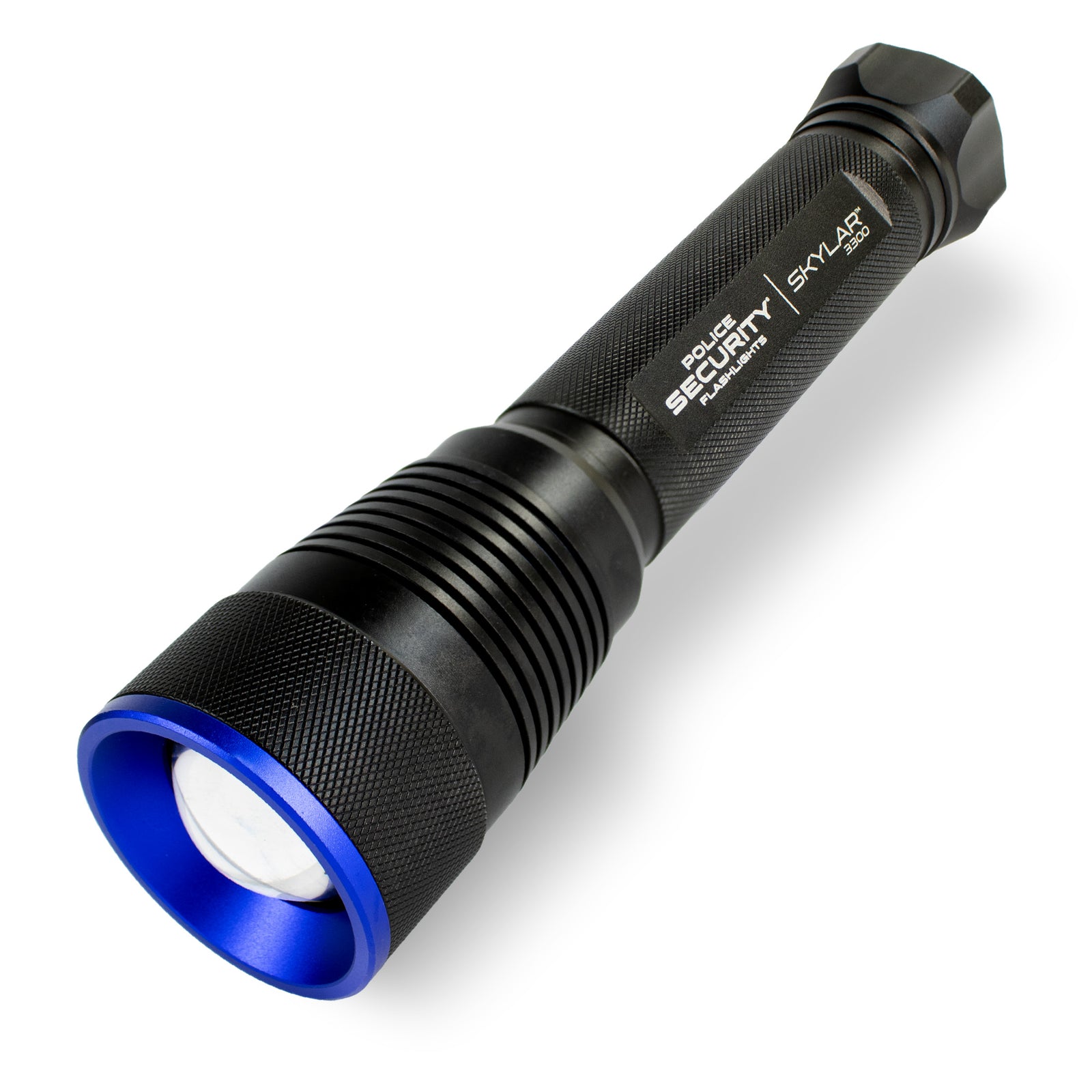 A hero image of the SKYLAR 9AA flashlight from police security flashlights