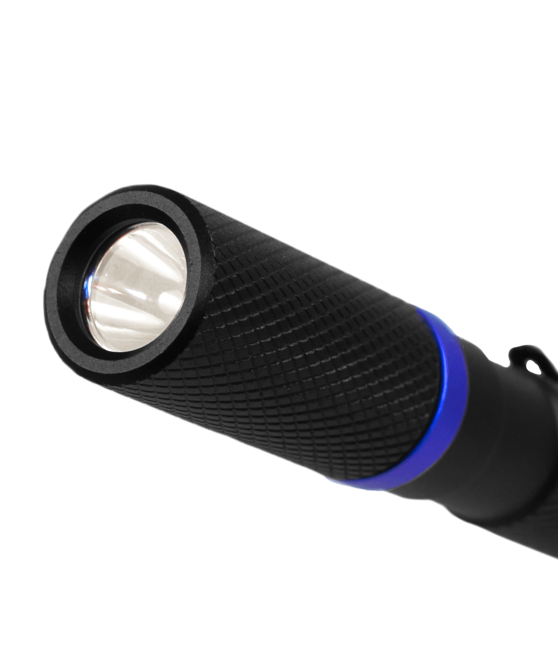 A close-up photo of the lens of the Police Security Cavalier penlight