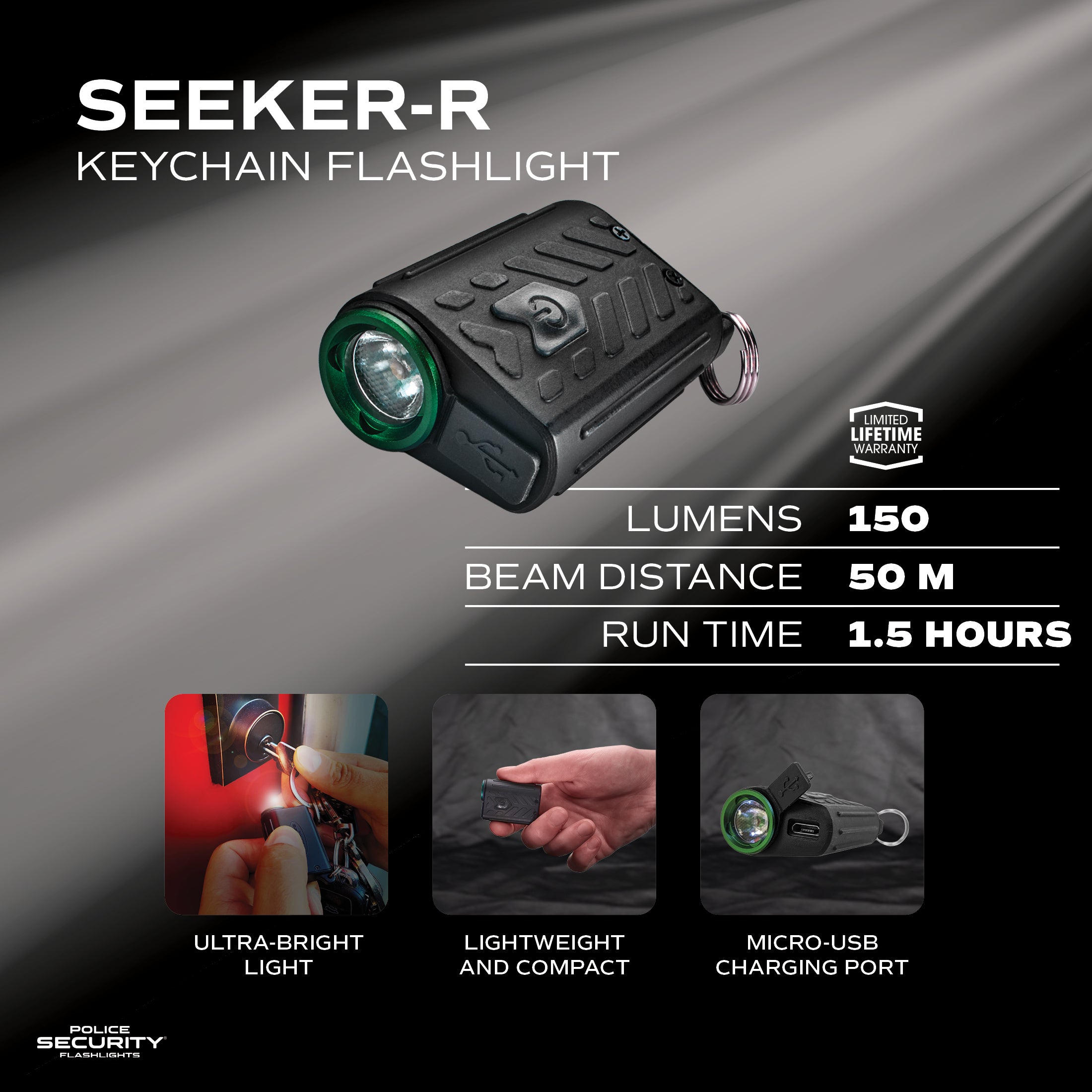 SEEKER RECHARGEABLE KEYCHAIN FLASHLIGHT