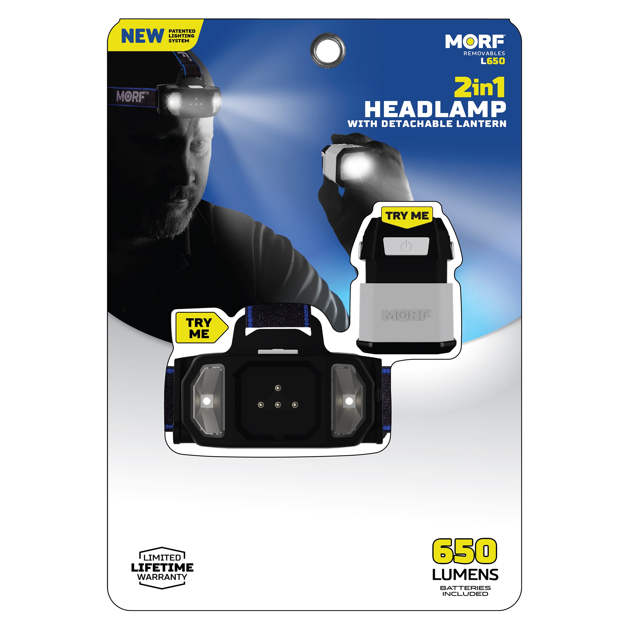an image of the MORF L650 headlamp in its packaging