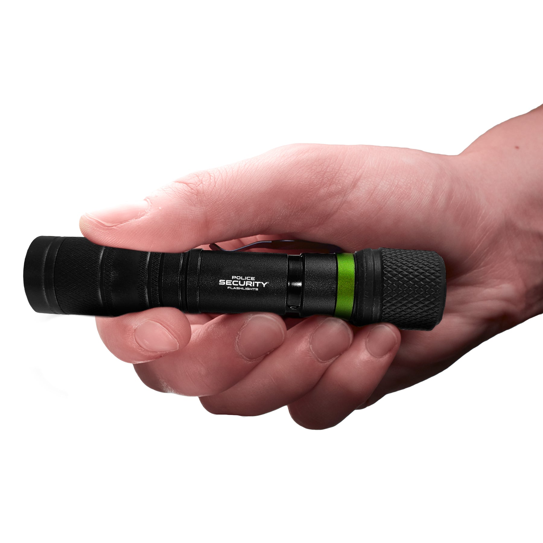 an image of a hand holding the PROFLEX Flashlight from Police Security Flashlights