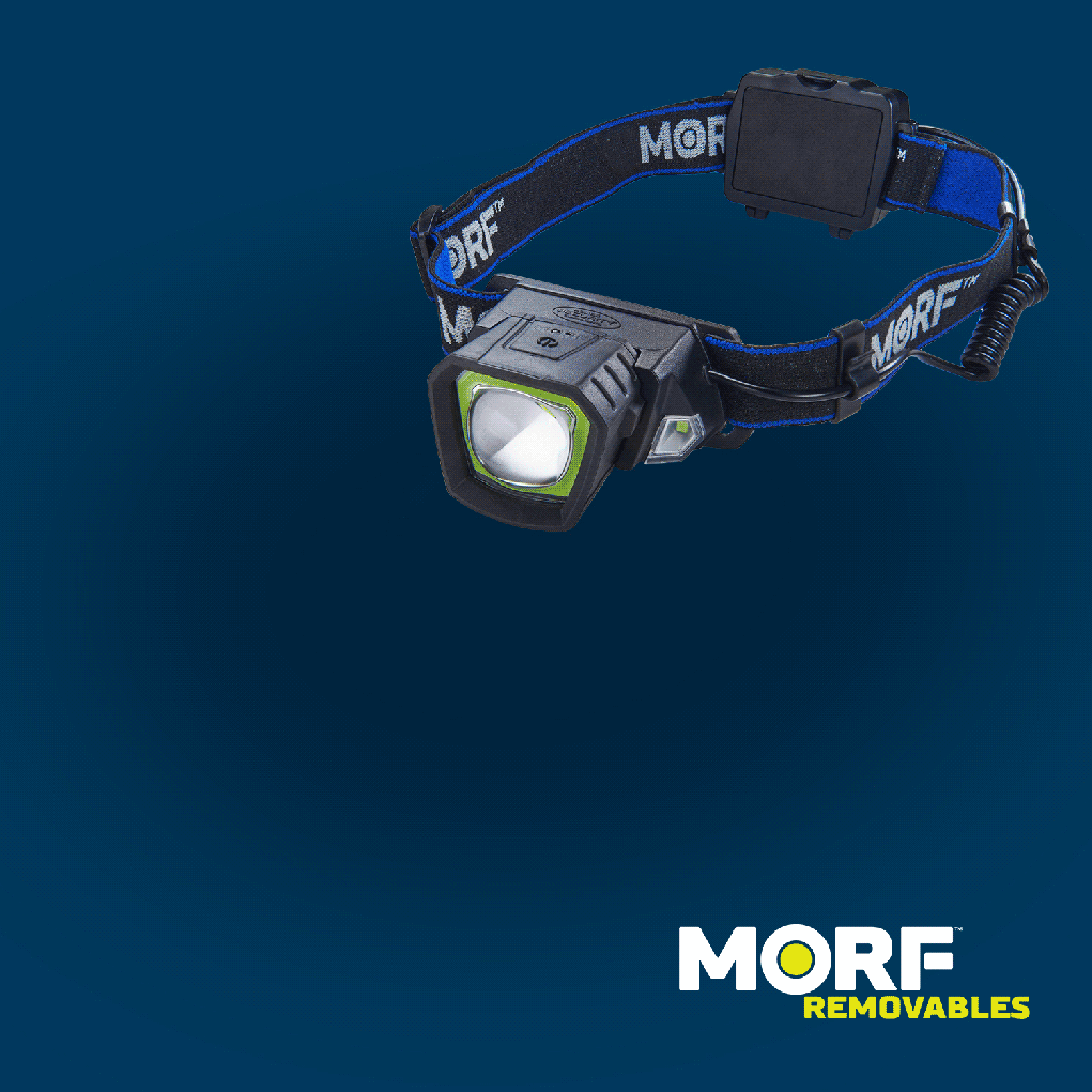 A gif of the MORF R230 headlamp showcasing multiple ways to light it