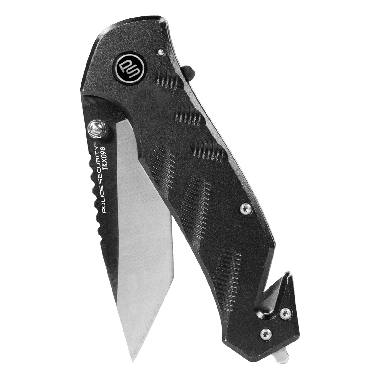 The Shield pocket knife from Police Security halfway unfolded
