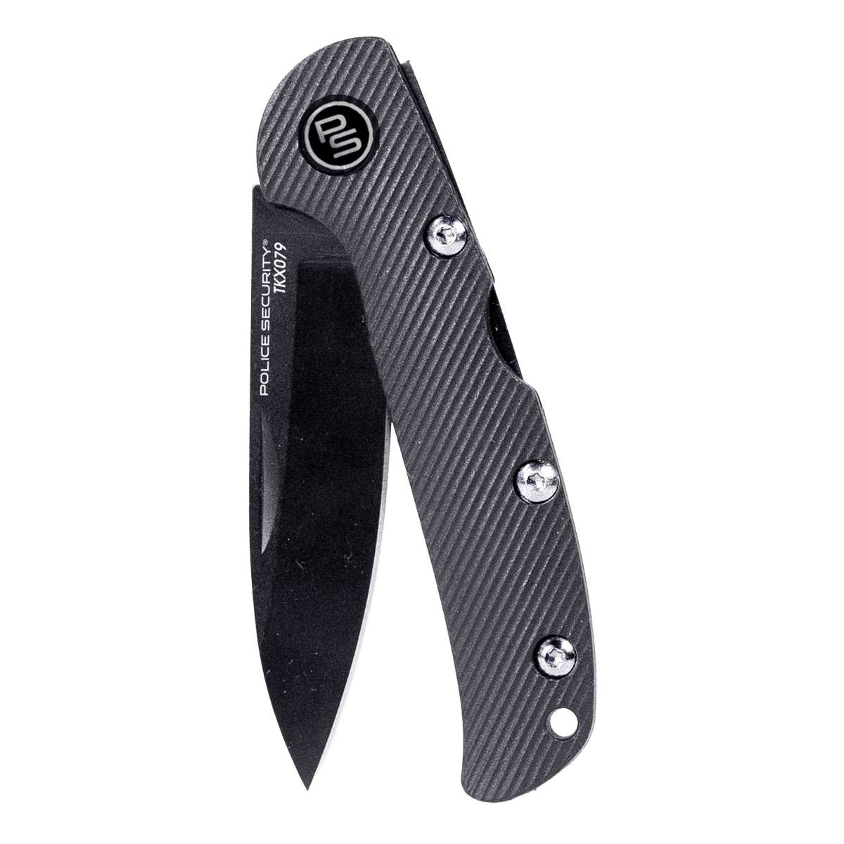The Forge pocket knife folded halfway