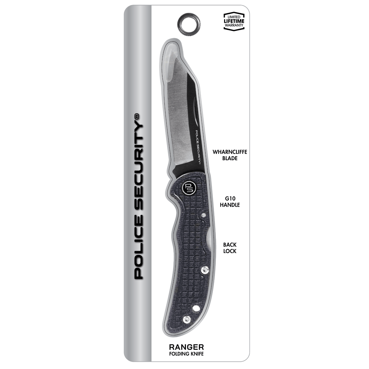 The Ranger folding pocket knife in its retail packaging