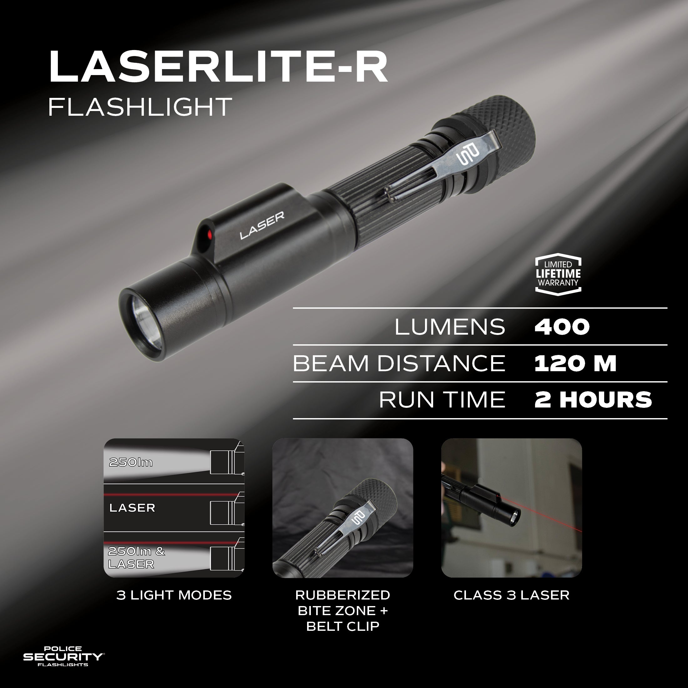 LASERLITE-R RECHARGEABLE FLASHLIGHT & LASER POINTER