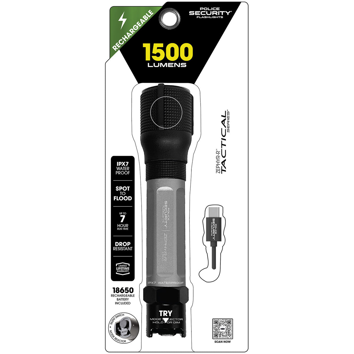 ZEPHYR-R 1500 LUMEN RECHARGEABLE FLASHLIGHT