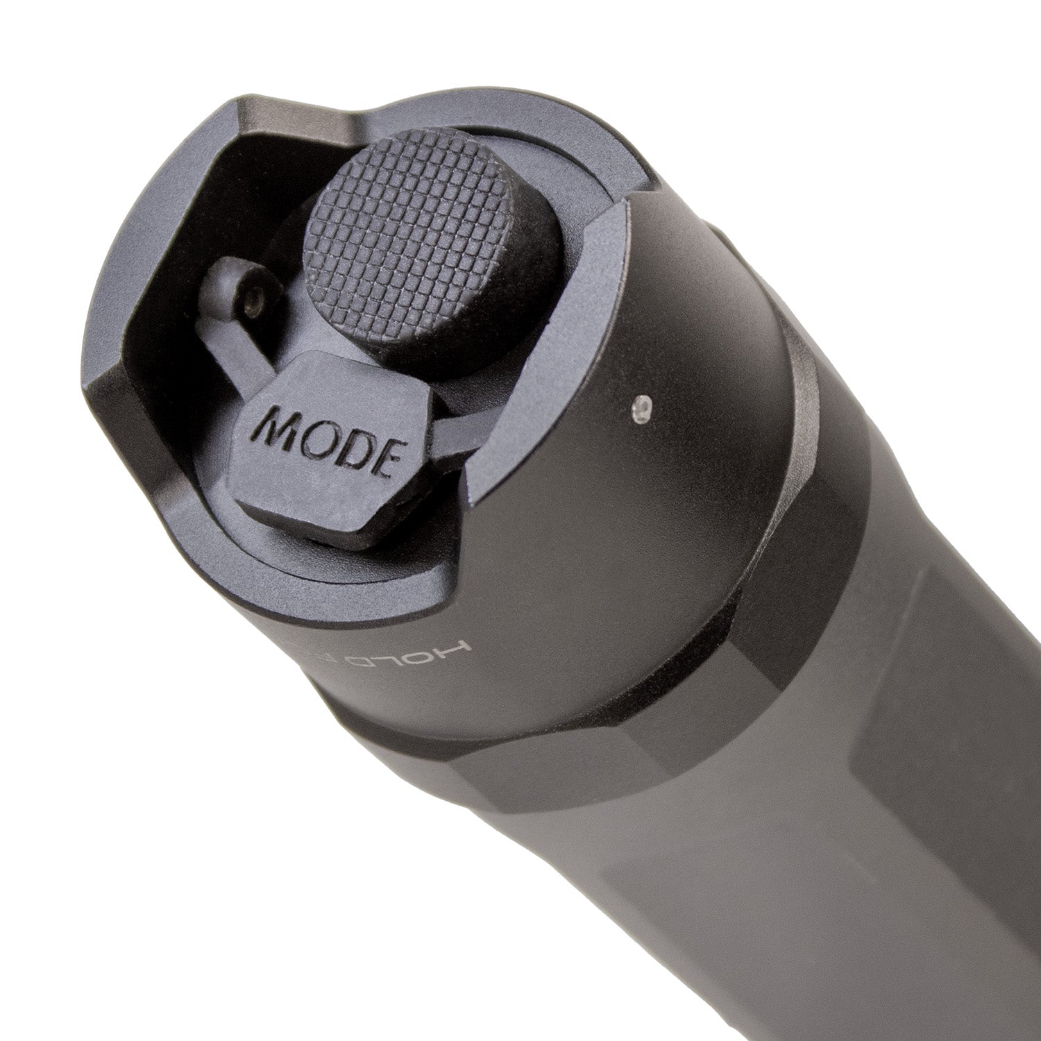 Close of photo of the Police Security Zephyr-R Tail Cap dual switches.