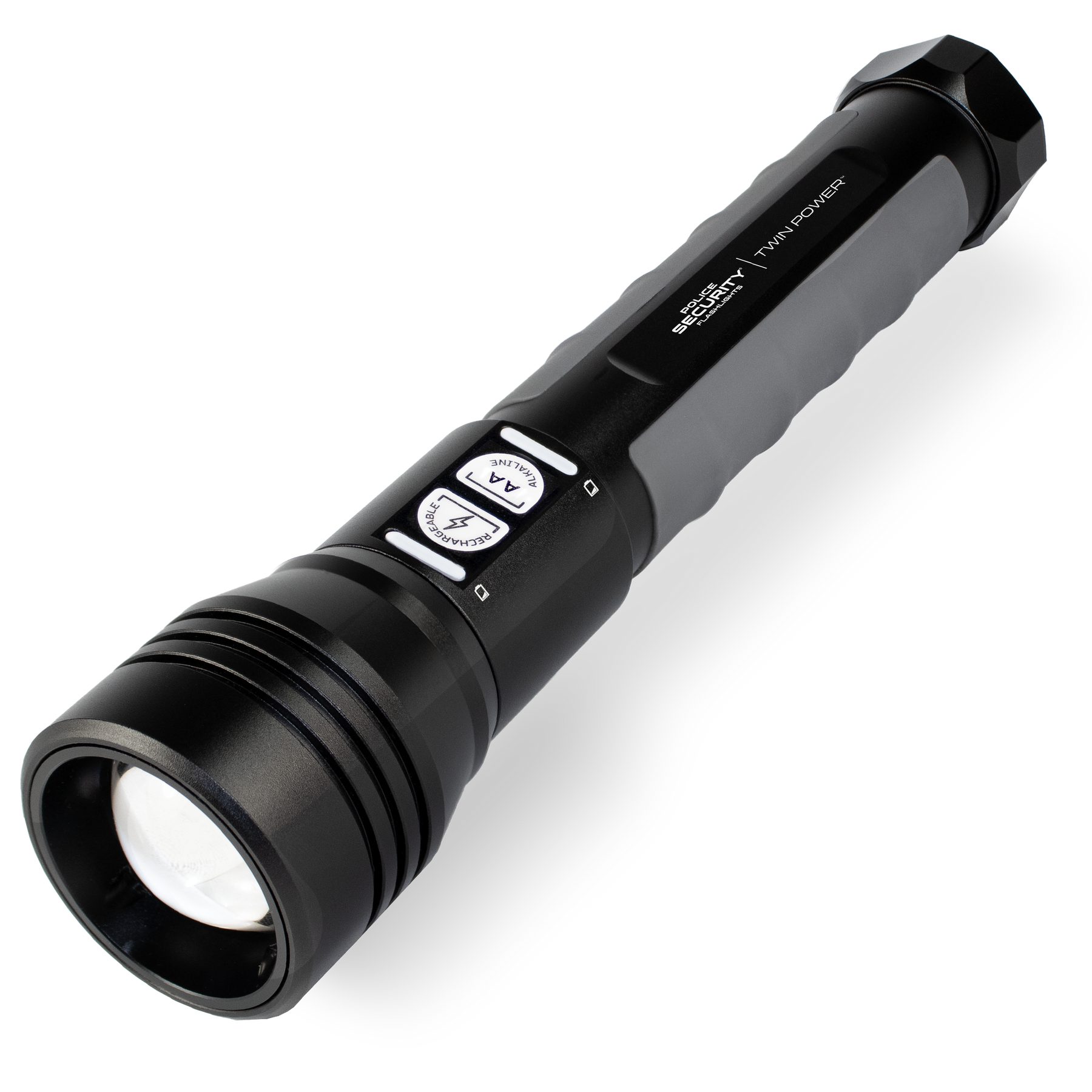 A hero image of the Twin Power 2000 Lumen flashlight from Police Security Flashlights
