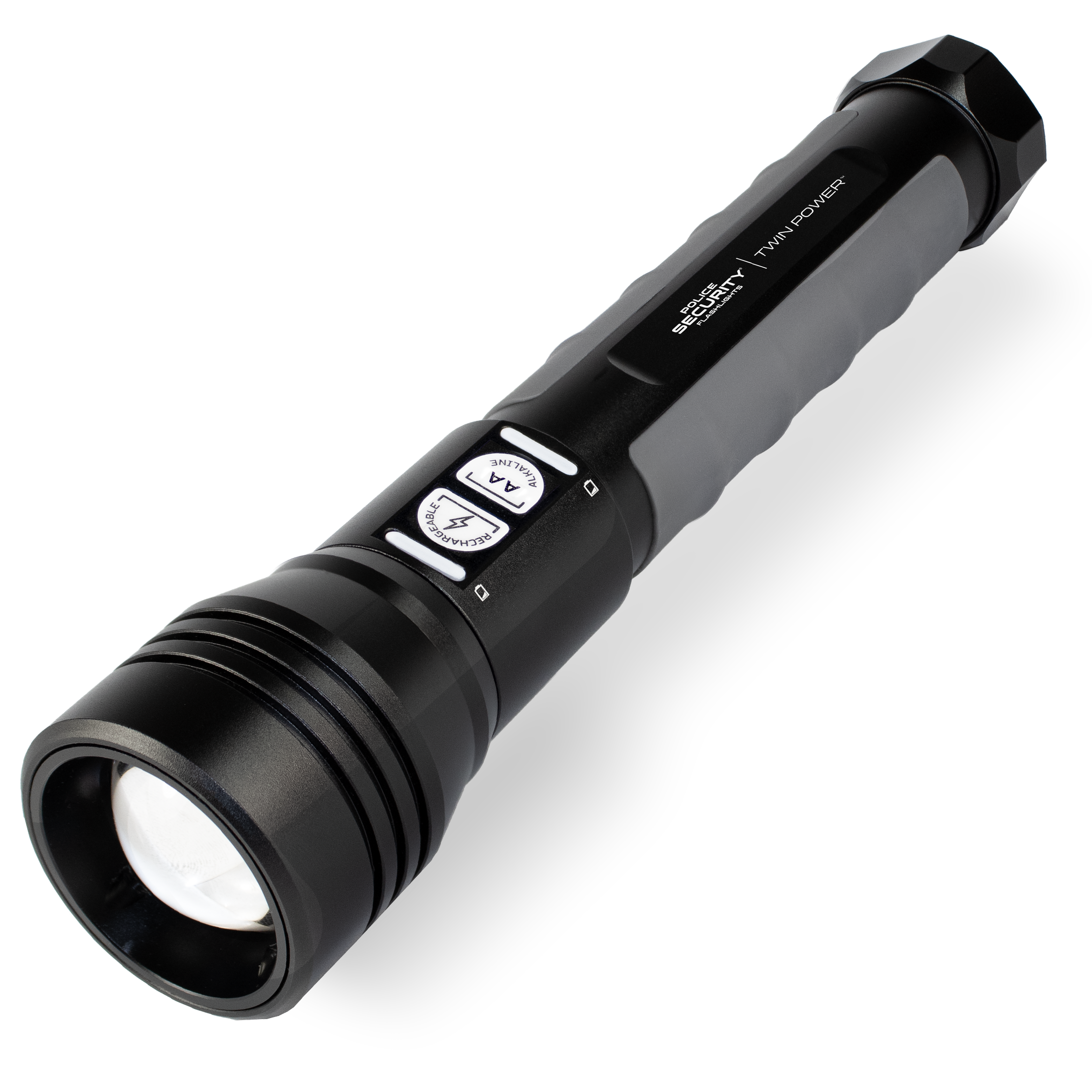 A hero image of the Twin Power 2000 Lumen flashlight from Police Security Flashlights