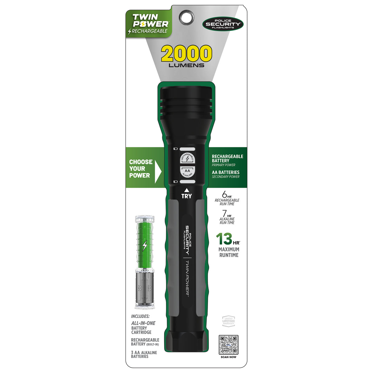 TWIN POWER 2000 LUMEN LED FLASHLIGHT