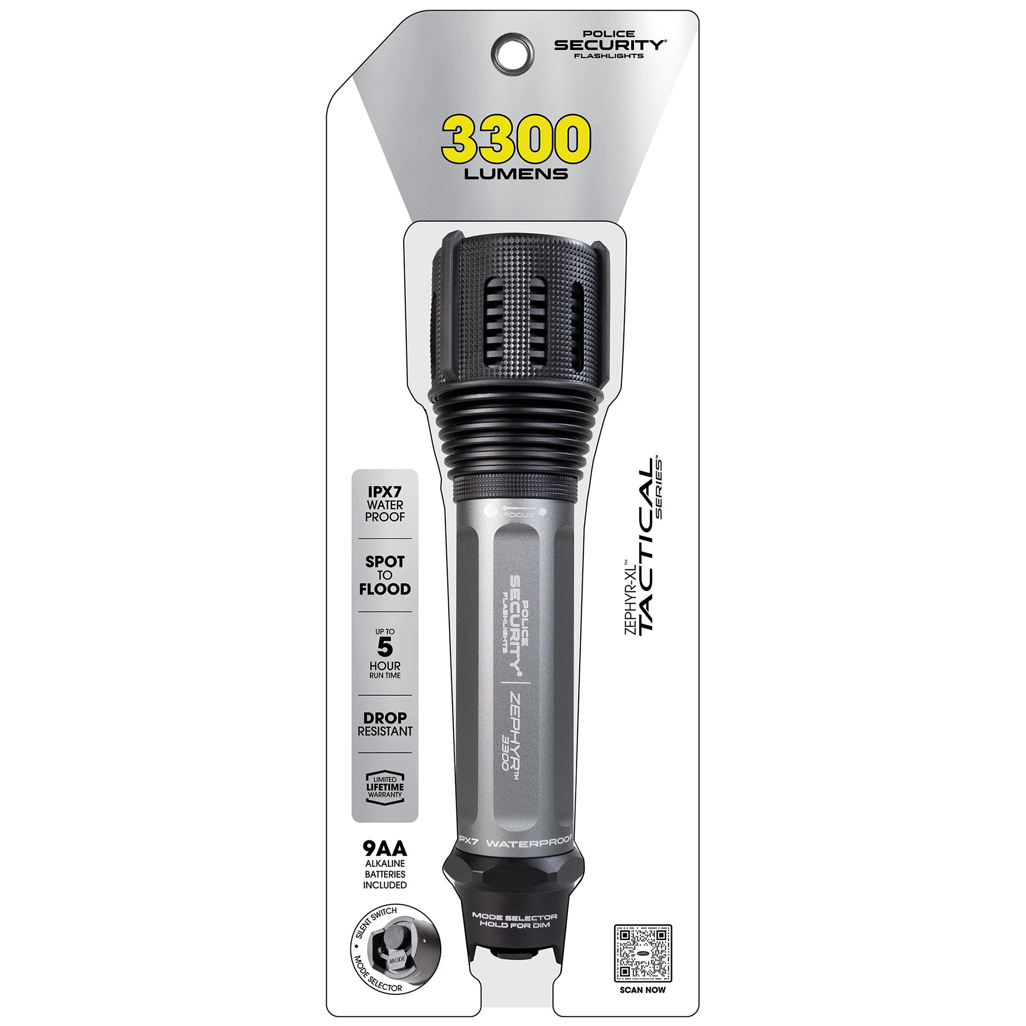 Zephyr-XL 3300 Lumen AA-Powered Flashlight | Police Security
