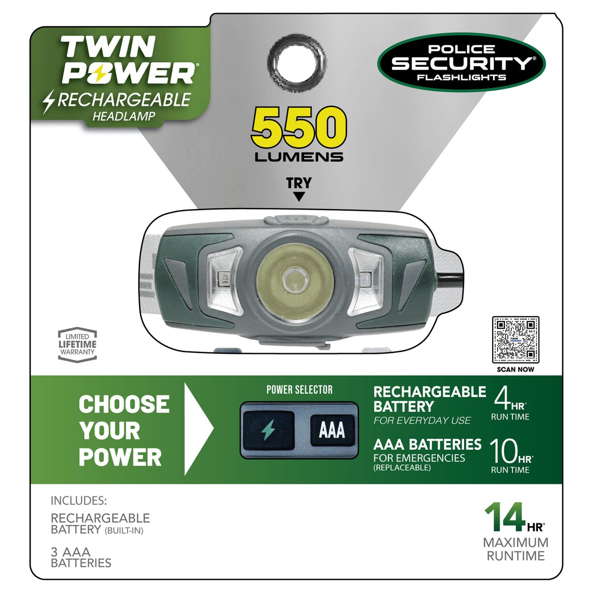 TWIN POWER 550 LUMEN LED HEADLAMP