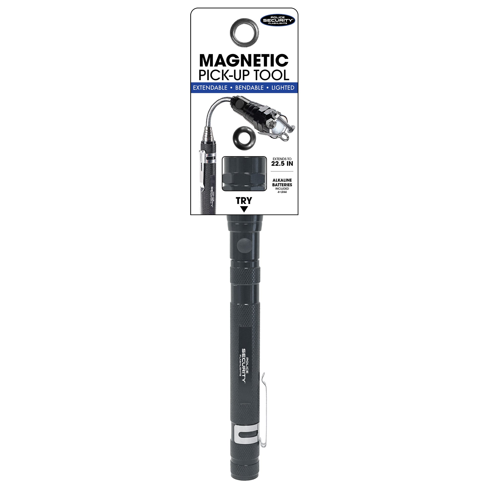 TELESCOPIC FLEXIBLE MAGNETIC PICK-UP TOOL WITH FLASHLIGHT