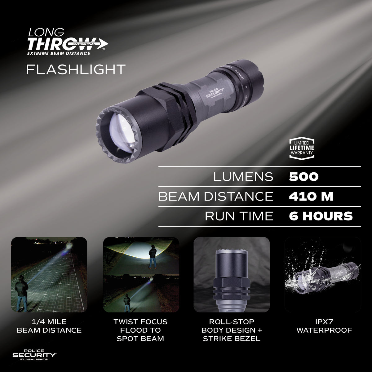LONG THROW 3AAA ALKALINE FLASHLIGHT
