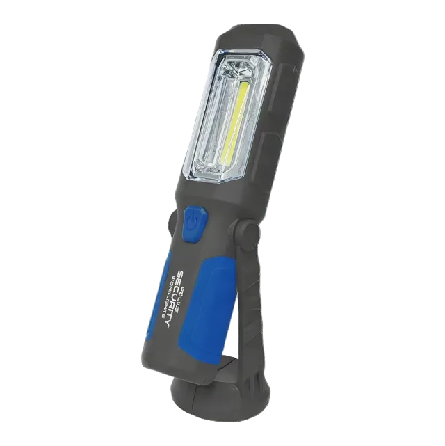 The Police Security ProFlex Deluxe work light on a transparent background