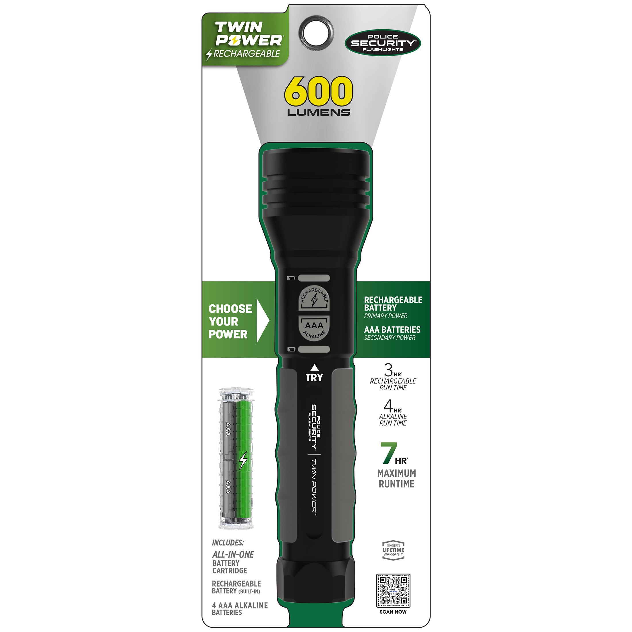 TWIN POWER 600 LUMEN LED FLASHLIGHT