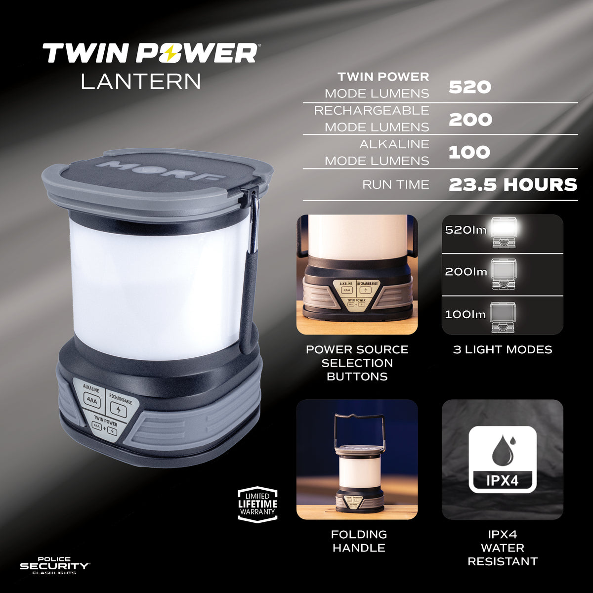 TWIN POWER 520 LUMEN LED LANTERN