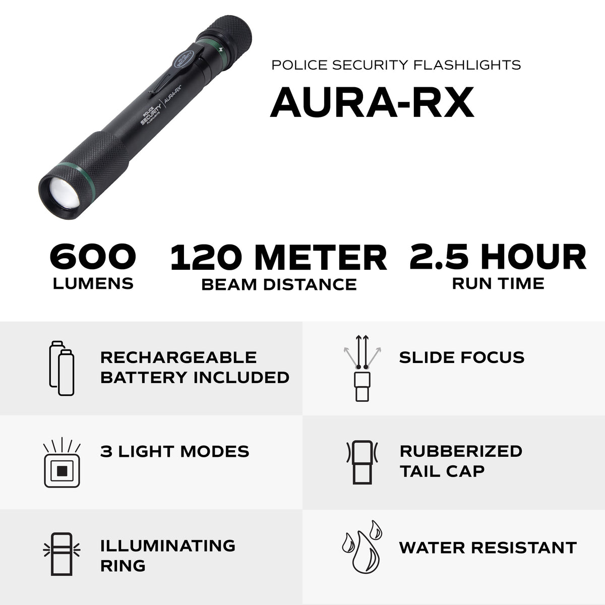 AURA-RX 600 LUMEN RECHARGEABLE PENLIGHT