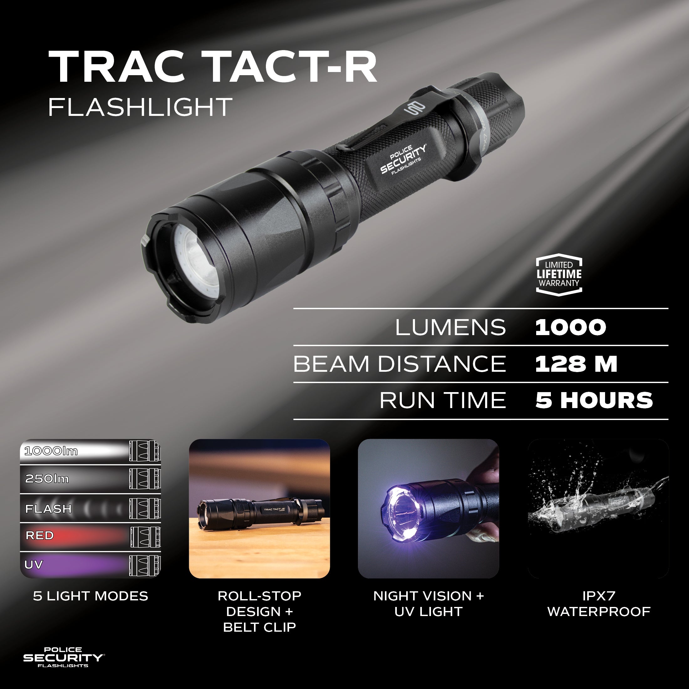 Police Security - Flashlight - Trac Tact R 1000 Lumen Police Security - Flashlight - Trac Tact R 1000 Lumen