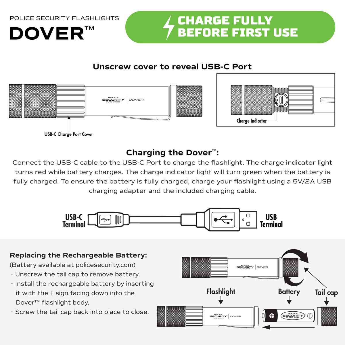 DOVER 1000 LUMEN RECHARGEABLE FLASHLIGHT