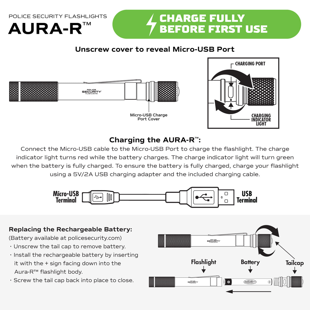 AURA-R 360 LUMEN RECHARGEABLE PENLIGHT