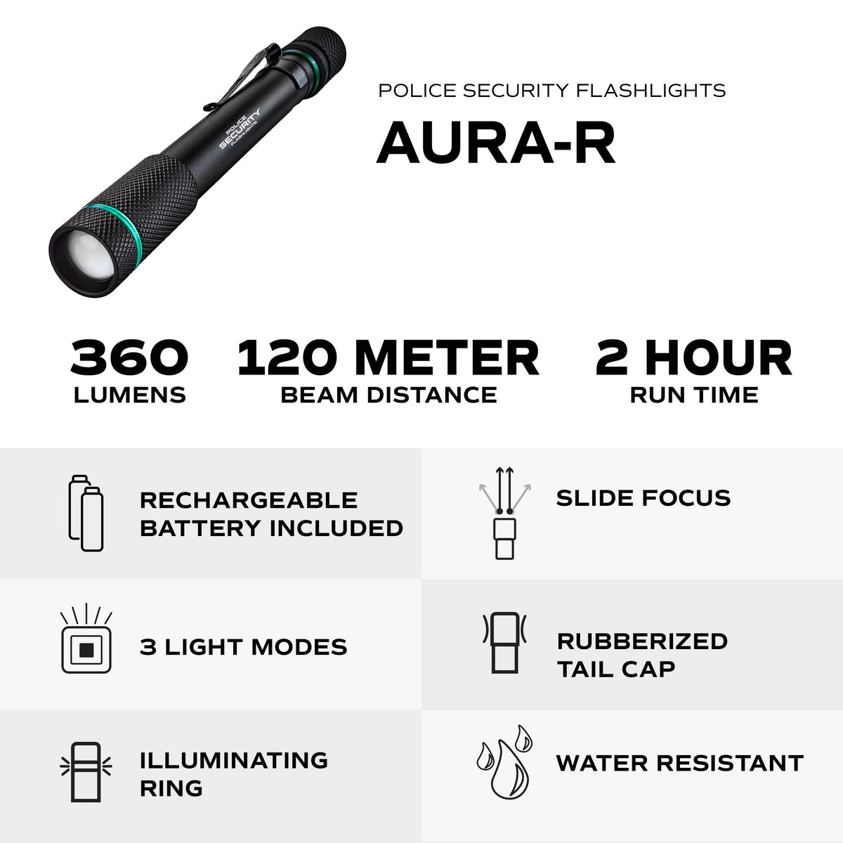 AURA-R 360 LUMEN RECHARGEABLE PENLIGHT