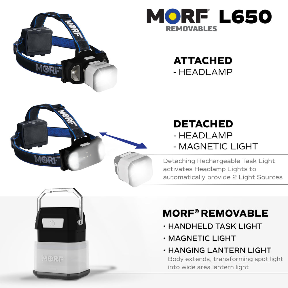 Morfl MORF L650 REMOVABLE 650 LUMEN HEADLAMP AND LANTERN
