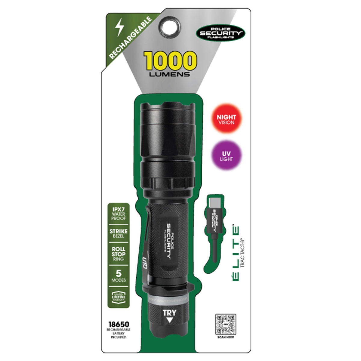 TRAC TACT-R 1000 LUMEN RECHARGEABLE LED FLASHLIGHT