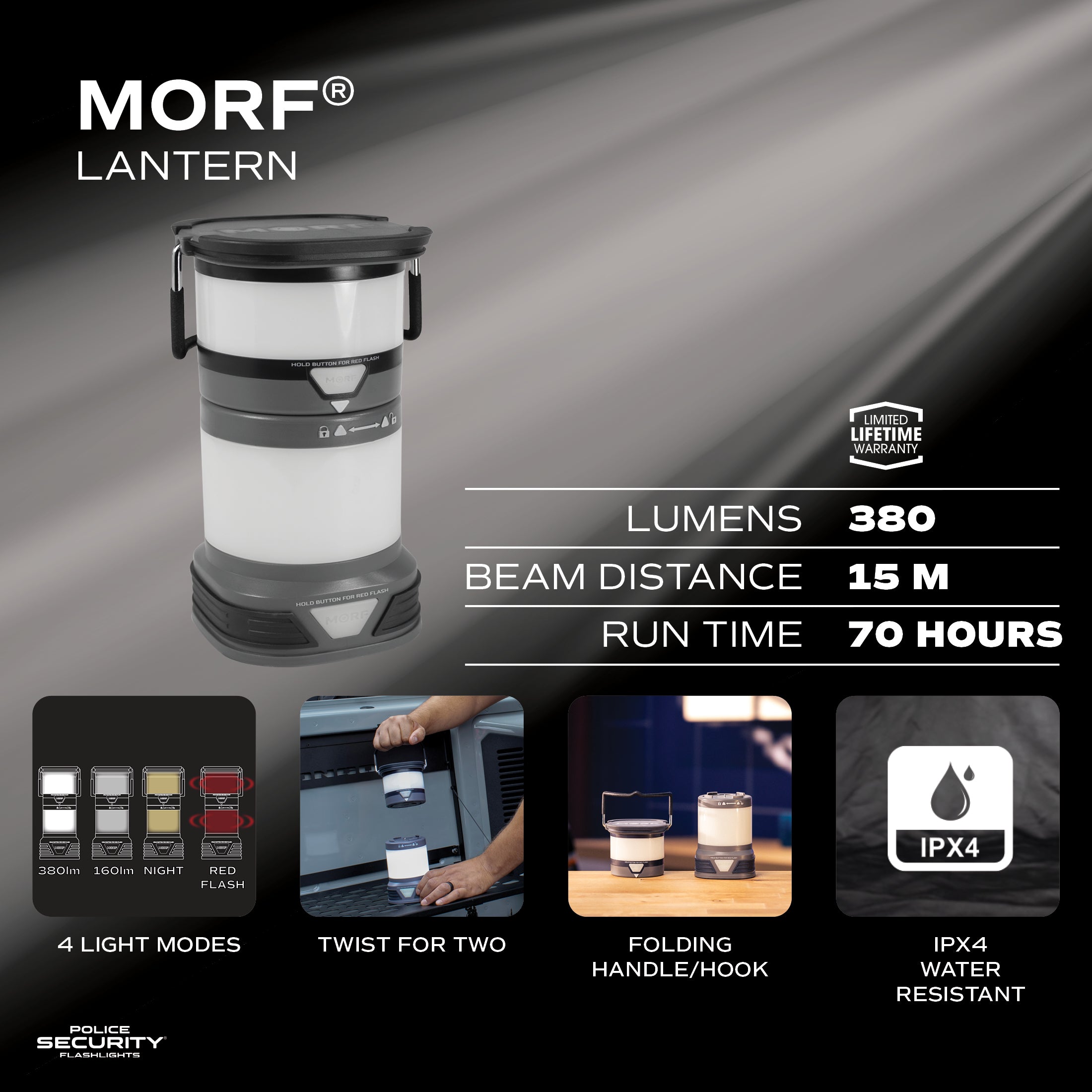 Shop 2 In 1 Lantern | MORF 380 | PSF - Police Security Flashlights