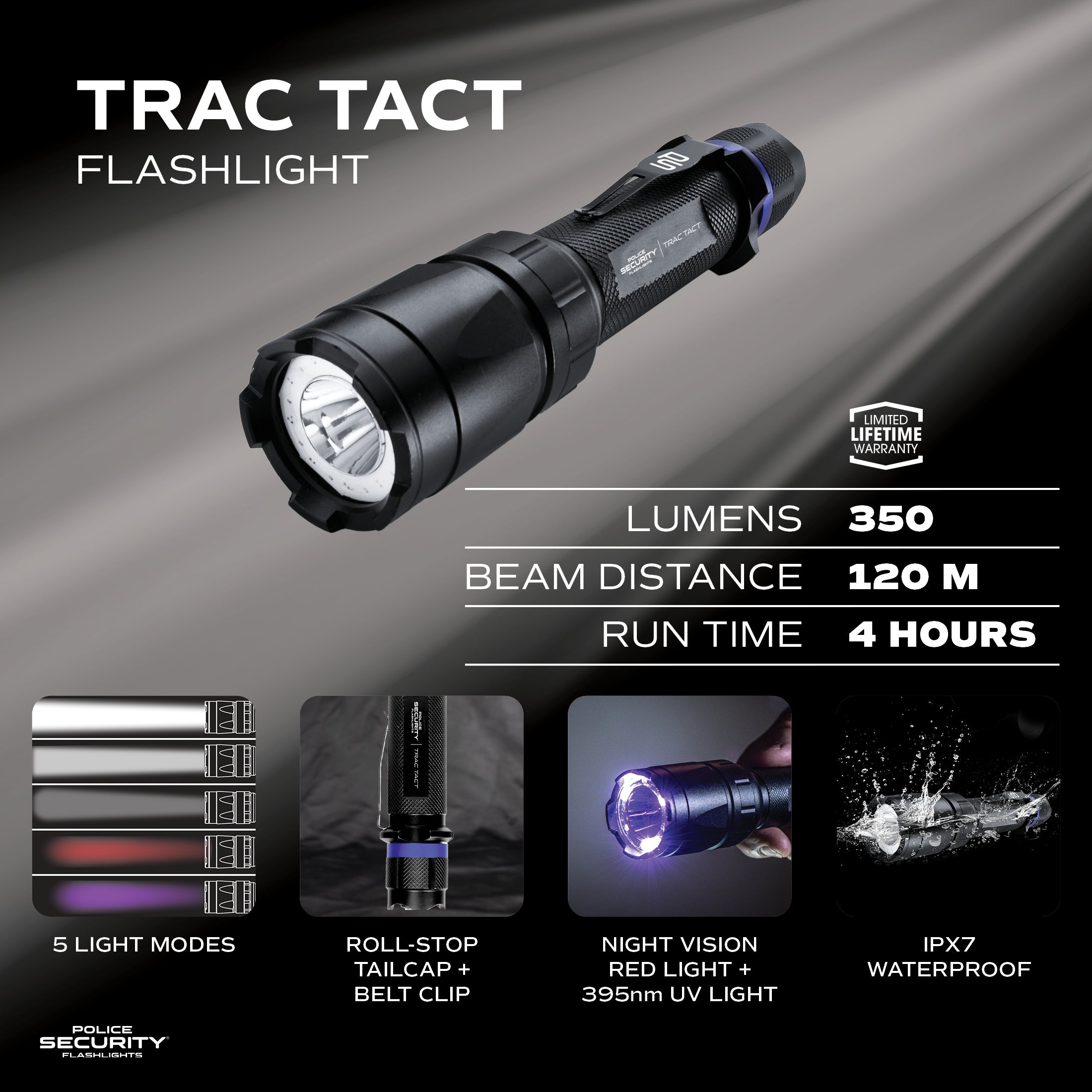 TRAC TACT 350 LUMEN WITH UV FLASHLIGHT