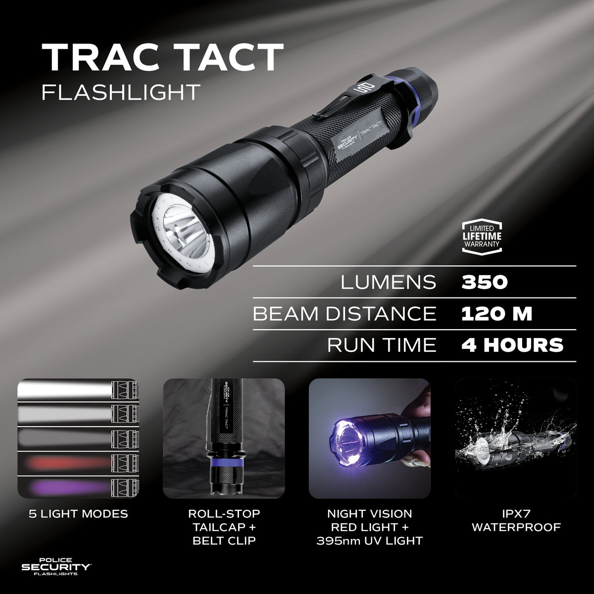 TRAC TACT 350 LUMEN WITH UV FLASHLIGHT