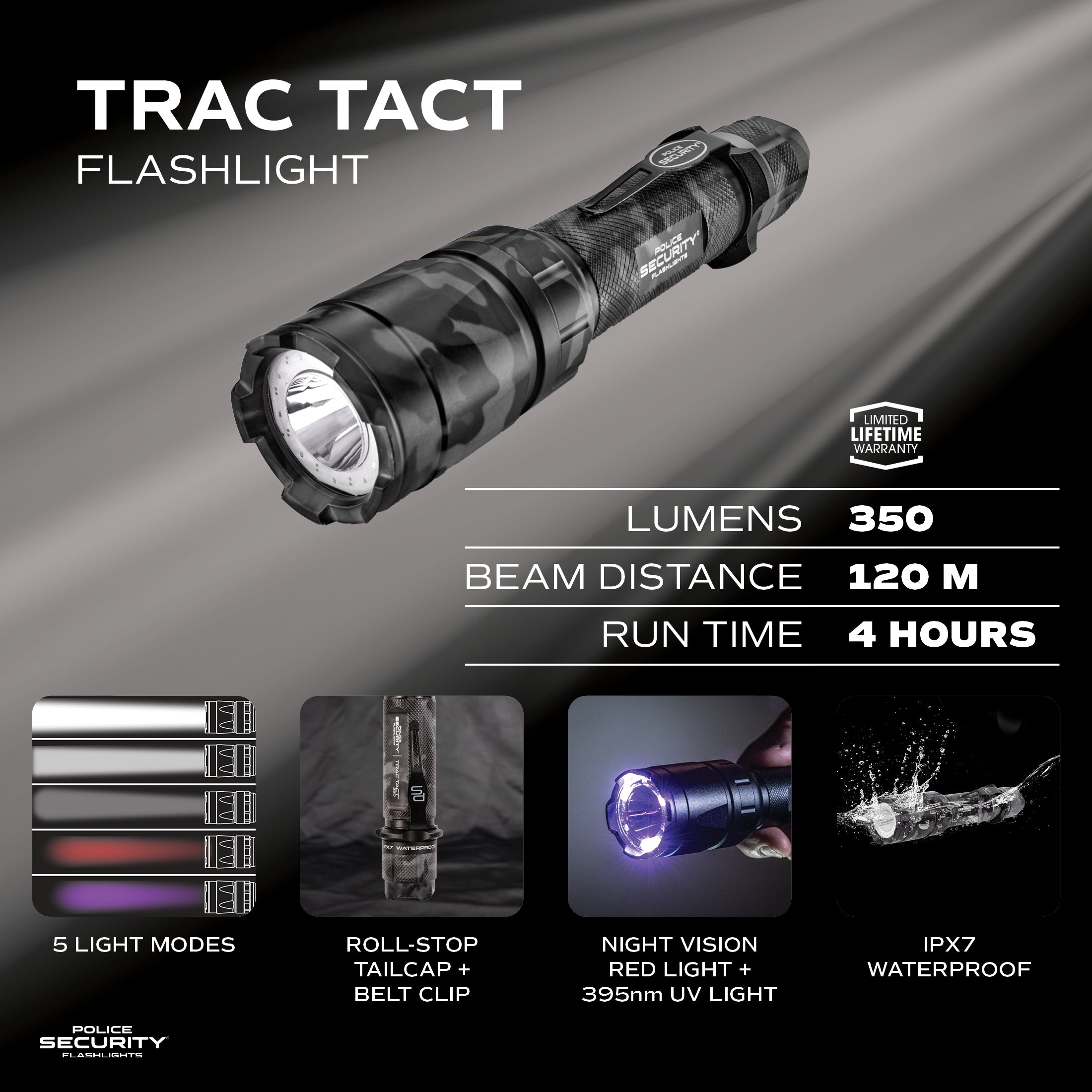 CAMO TRAC TACT 350 LUMEN WITH UV FLASHLIGHT