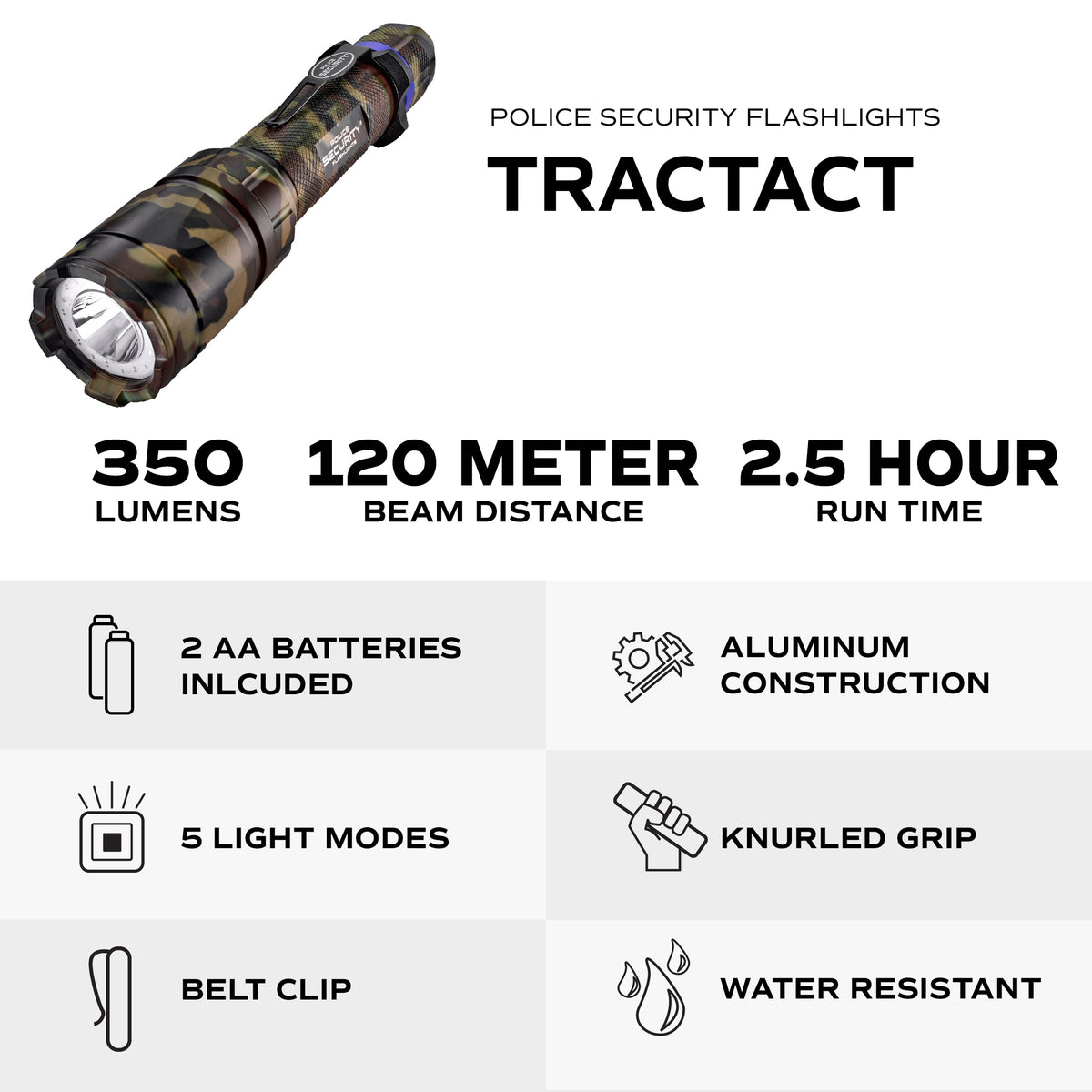 CAMO TRAC TACT 350 LUMEN WITH UV FLASHLIGHT