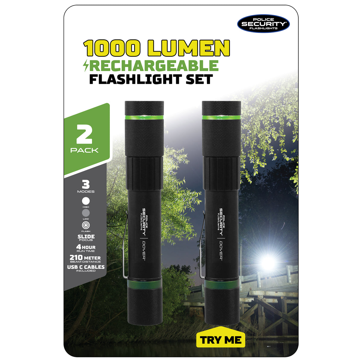 DOVER RECHARGEABLE FLASHLIGHT 2 PACK