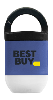 Squeeze Light flashlight in Best Buy brand colors